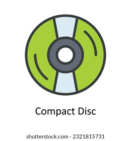 Umrissbild für kompakte Disk Vector Fill-Kompilation - Design-Illustration. Multimedia-Symbol auf weißem Hintergrund - EPS10-Datei