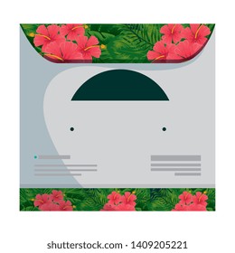 compact disk in bag with tropical flowers decoration