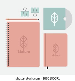 compact disk with bundle of mockup set elements in white background vector illustration design