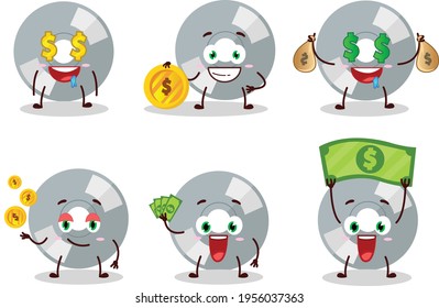 Compact disk cartoon character with cute emoticon bring money