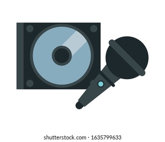 compact disk device and microphone vector illustration design