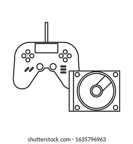 compact disk device with video game control vector illustration design