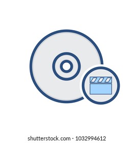 Compact disk drive movie storage video icon. Vector illustration