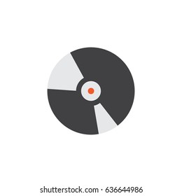 Compact Disk Flat Icon Symbol. Premium Quality Isolated Dj Element In Trendy Style.