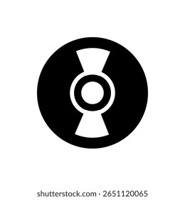 ícone de disco compacto ou logotipo sinal isolado, vetor simples ilustração preta plana para web e app,.eps