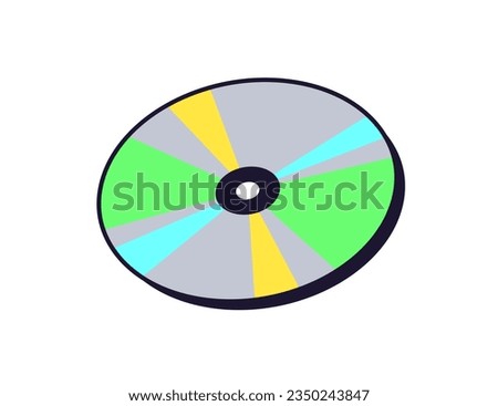 Compact disk icon. Metal CD, DVD disc in retro 90s style. Archive, information copy storage in 1990s nineties nostalgic aesthetics. Flat graphic vector illustration isolated on white background