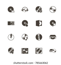 Compact Disk icons. Perfect black pictogram on white background. Flat simple vector icon.