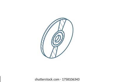 compact disk isometric icon. 3d vector illustration. Isolated line art technical drawing. Editable stroke