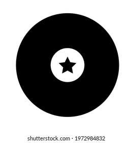 Compact disk outline vector icon. Star symbol. Flat simple line design illustration.