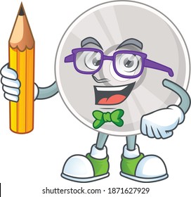 Compact disk student Mascot design concept studying at home. Vector illustration