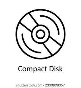 Compact Disk Vector  outline Icon Design illustration. User interface Symbol on White background EPS 10 File