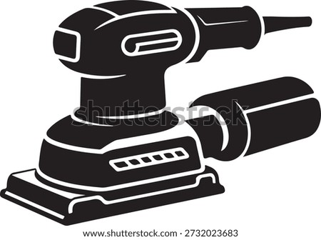 Compact electric finishing sander silhouette power tool illustration