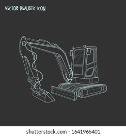 Compact excavator icon line element. Vector illustration of compact excavator icon line isolated on clean background for your web mobile app logo design.