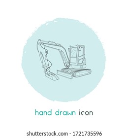 Compact excavator icon line element. Vector illustration of compact excavator icon line isolated on clean background for your web mobile app logo design.