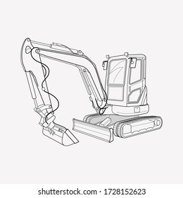 Compact excavator icon line element. Vector illustration of compact excavator icon line isolated on clean background for your web mobile app logo design.