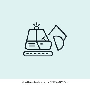 Compact excavator icon line isolated on clean background. Compact excavator icon concept drawing icon line in modern style. Vector illustration for your web mobile logo app UI design.