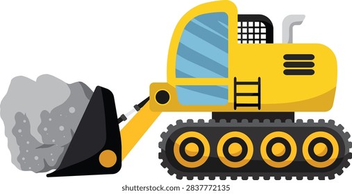 Compact Excavator Loading Rocks with Front Bucket