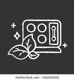 Compact eyeshadow palette chalk icon. Eye makeup kit. Visage beauty aid item. Pressed, cream shadows. Beauty product. Hypoallergenic organic cosmetics. Isolated vector chalkboard illustration