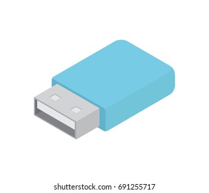 Compact flash card with blue corpus isolated vector illustration on white background. Technical device for digital information storage.