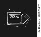 Compact flash and SD card icon in doodle sketch lines. Computer photography store image file data digital