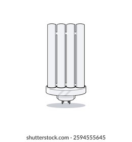 Compact fluorescent lamp (CFL) illustration, energy-saving light bulb, tube design, white color, eco-friendly, modern lighting, efficient illumination, isolated vector, home and office lighting.