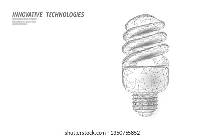Compact fluorescent lamp energy saving light. Polygonal low poly eco save ecology environment green energy concept banner vector illustration