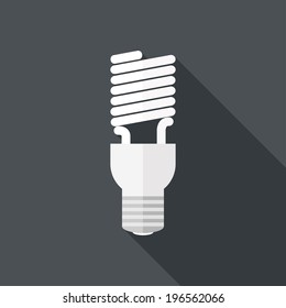 Compact fluorescent lamp icon. Flat design style modern vector illustration. Isolated on stylish color background. Flat long shadow icon. Elements in flat design.