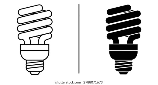 Compact fluorescent lamp shown in line drawing and solid black form. Represents efficiency and innovation for businesses.