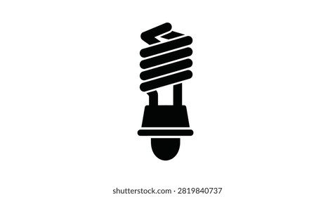 Compact fluorescent lamp silhouette against a white background