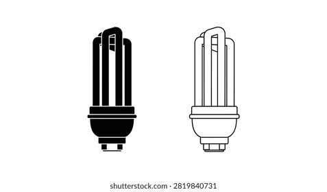 Compact fluorescent lamp silhouettes on a white background silhouette