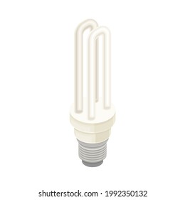 Bombilla fluorescente compacta como objeto eléctrico Isometric Vector Illustración