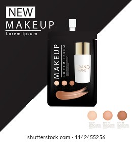 Compact foundation ads, attractive makeup essential product 3d illustration pack packaging
