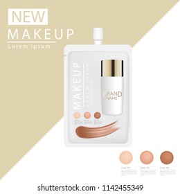 Compact foundation ads, attractive makeup essential product 3d illustration pack packaging
