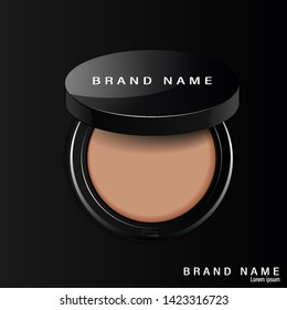 Compact foundation ads, attractive makeup essential product  , 3d illustration - Vector