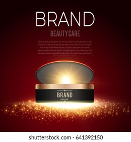 Compact Foundation. Blush ads. Brand Cosmetics Packaging Design Template. For Sale Design, Medicine Promotion, Beauty Care Presentation. Vector illustration.
