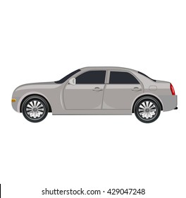 Compact four door car isolated on white, prototype, vector illustration