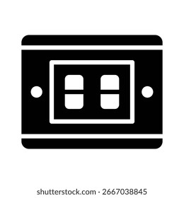 A compact glyph icon of electrical wall switches