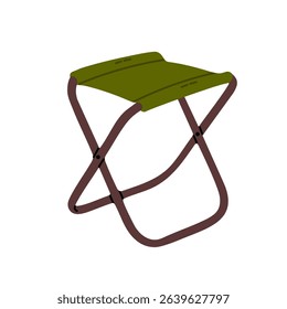 Compact green camping stool with foldable frame. Ideal for hiking, fishing, outdoor events, survival kits and campsite gear visuals
