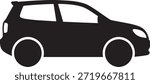 compact hatchback car silhouette side view black auto vector illustration