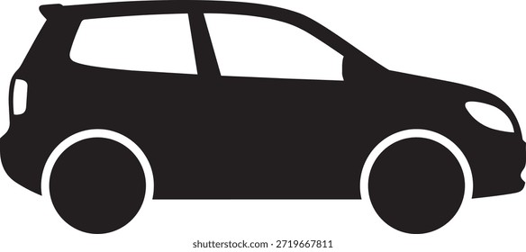 Compacto hatchback coche silueta vista lateral negro auto Ilustración vectorial
