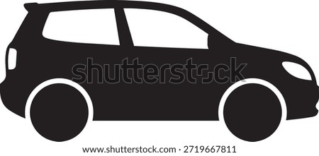 compact hatchback car silhouette side view black auto vector illustration