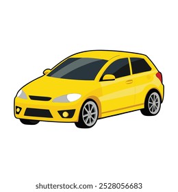 compact hatchback Car yellow colored  vector illustration for urban themes