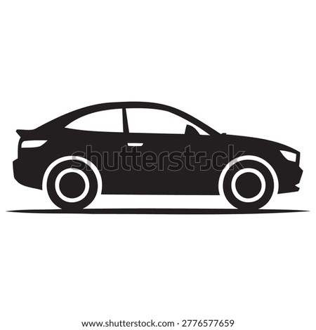Compact hatchback passenger car side view silhouette vector icon
