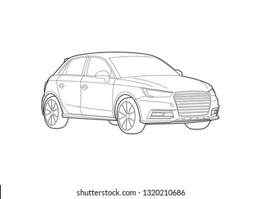 Compact Hatchback Vector Layout. Audi A1.