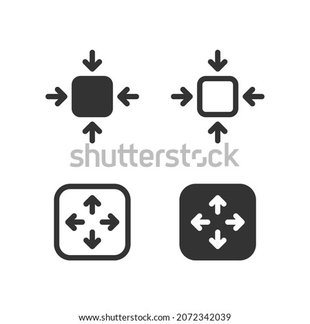 Compact icon. Maximize symbol button. Small size icon. Bigger sign in vector flat style.