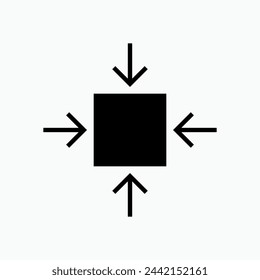 Compact Icon. Minimized, Arrow Centered  Symbol. Applied for Info Graphics, Design Elements, Websites, Presentation and Application - Vector. 