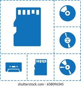 Compact icon. set of 6 compact filled icons such as cd, cassette