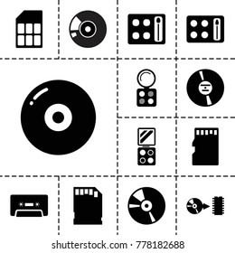 Compact icons. set of 13 editable filled compact icons such as eyeshadow palette, disc, cd, cassette