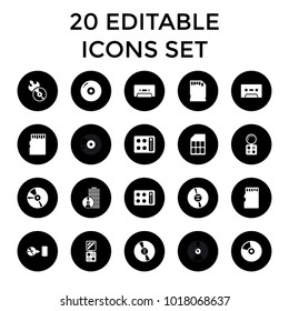 Compact icons. set of 20 editable filled compact icons such as eyeshadow palette, disc, disc flame, cd, cassette. best quality compact elements in trendy style.