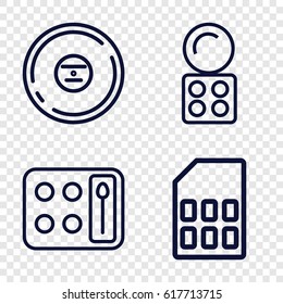Compact icons set. set of 4 compact outline icons such as eyeshadow palette, CD